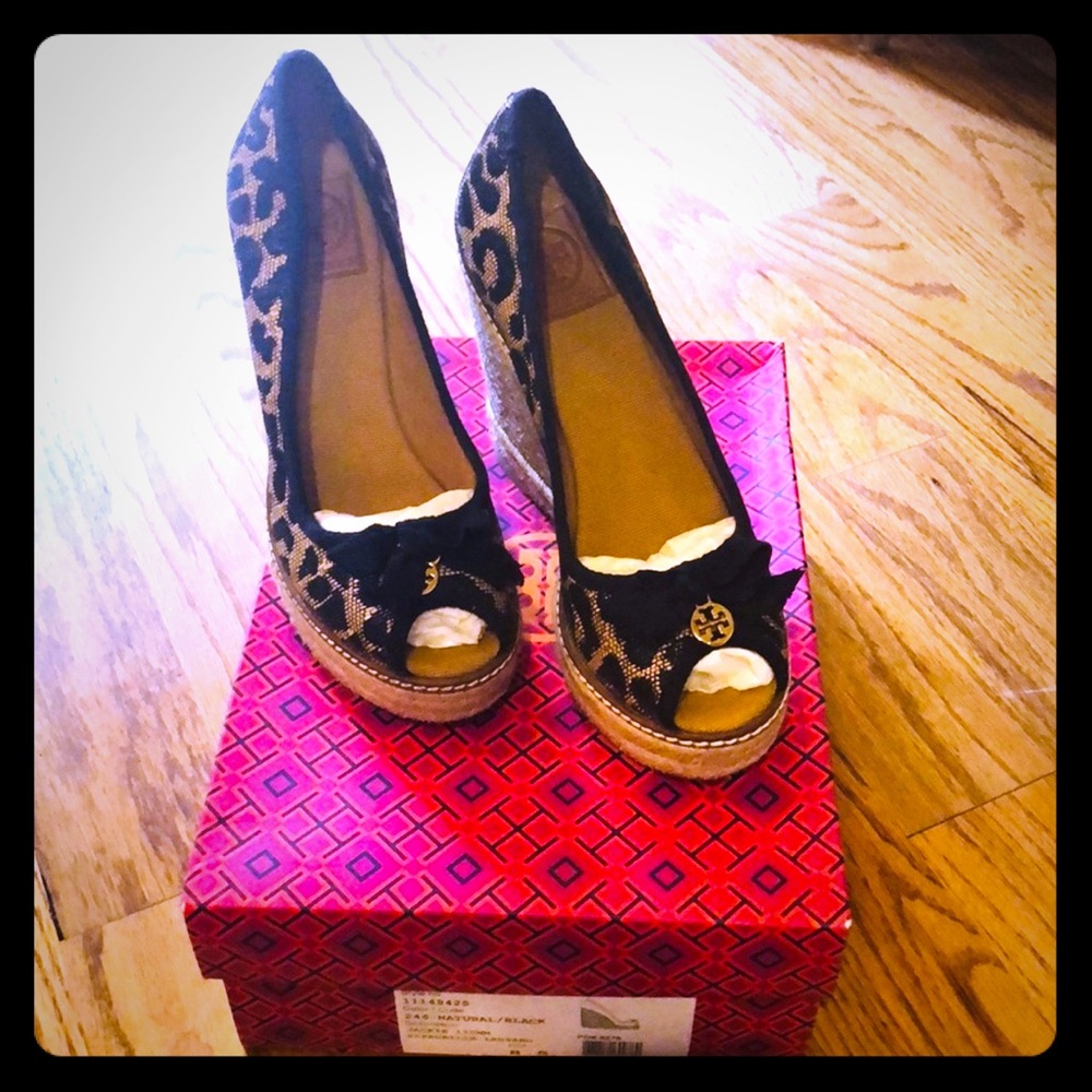 Tory Burch Leopard Espadrille Wedges 8.5